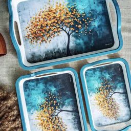 Servewell Multicolour Melamine Trays - Set of 3-4