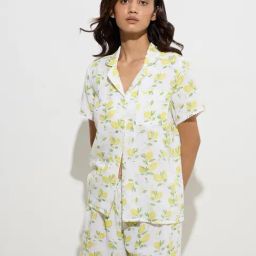 Wunderlove by Westside Yellow Lemon Design Cotton Shirt with Shorts Set-image-27