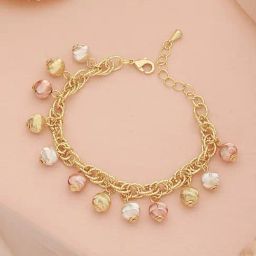 Saraf RS Jewellery Anti-tarnish Gold Plated All Around Charms Balls Link Bracelet-36