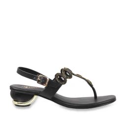 Metro Women's Black T-Strap Sandals-image-24