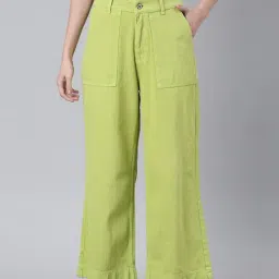 SHOWOFF Lime Green Denim Relaxed Fit Mid Rise Jeans-image-5