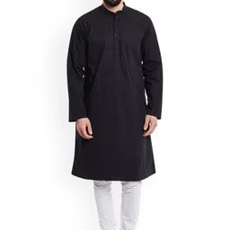 even Men Black & Off-White Solid Kurta with Churidar-image-30