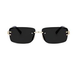 Arzonai Unisex Black Gold-Toned Without Frame UV Protected Lens Full Rim Sunglasses-picture-34