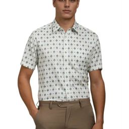 Louis Philippe White Cotton Regular Fit Printed Shirt-picture-45