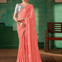 Saree Mall Peach Woven Saree With Unstitched Blouse-picture-16