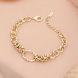 Saraf RS Jewellery Anti-tarnish 18k Gold Plated Knotted Link Chain wraparound bracelet-image-64