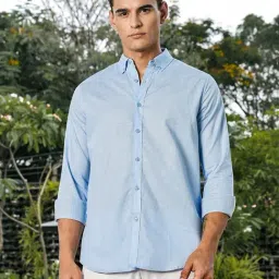 Thomas Scott Blue Slim Fit Solid Shirt-image-77