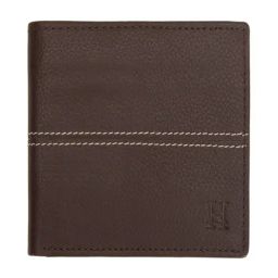 HIROSHI Brown Textured Leather Bi-Fold Wallet-image-56