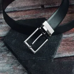 James Aston Basico Attire Black & Brown Leather Solid Reversible Belt-image-54