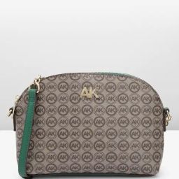 Anne Klein Green & Brown Logo Sling Handbag-41