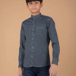 Crimsoune Club Boys Navy Striped Shirt-image-81