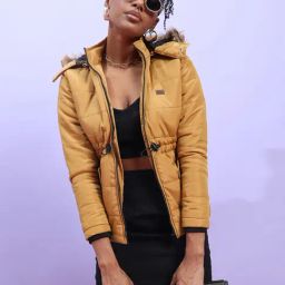 Campus Sutra Yellow Quilted Pattern Jacket-image-49