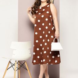 Qurvii+ Plus Size Polka Dot Print Crepe A-Line Midi Dress image 5