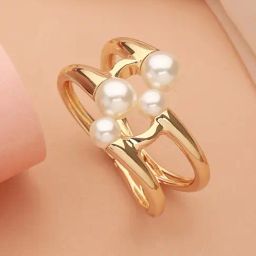 Saraf RS Jewellery Anti-tarnish Gold Plated Big Pearl Studded Cuff Kada Bracelet-image-73