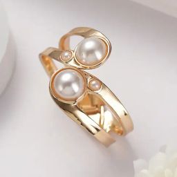 Saraf RS Jewellery Anti-tarnish 18k Gold Plated Pearl Studded Cuff Bangle Bracelet-image-65