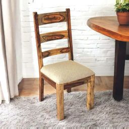 Ikiriya Newport Beige Sheesham Wood Accent Dining Chair in Teak Finish-picture-46