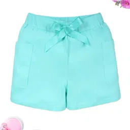 Kiddopanti Girls Pista Green Cotton Regular Fit Shorts-image-42