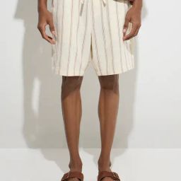 ETA by Westside Light Beige Striped Relaxed-Fit Mid-Rise Cotton Shorts-picture-33