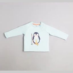 Ed-A-Mamma Unisex Blue Organic Cotton Printed T-Shirt-image-5