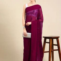 Kalyan Silks Maroon Embellished Saree With Unstitched Blouse-picture-36