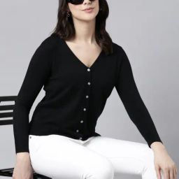 SHOWOFF Black Regular Fit Cardigan-image-16