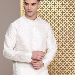 House of Pataudi Woven Design Regular Jashn Kurta with Churidar-image-42