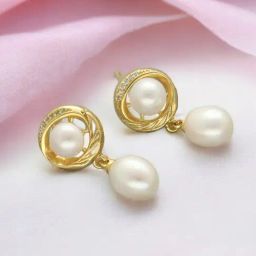Sri Jagdamba Pearls Elegant Pearl Drop Earrings-image-62