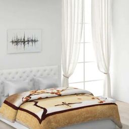 Monte Carlo Beige Polyester 600 GSM Double Bed Winter Blanket-image-12