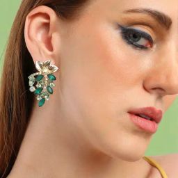 Sohi Gold Plated Party Designer Stone Drop Earrings image 2