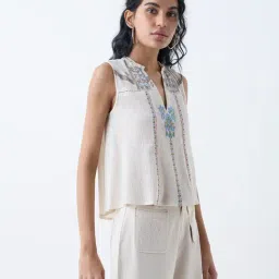 Bombay Paisley by Westside Off-White Embroidered Cotton Top-picture-2