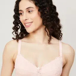 Ginger by Lifestyle Light Pink Lace Full Coverage T-Shirt Bra-image-19