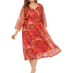 Edla Women Ethnic Motifs Printed Chiffon Wrap Dress-18