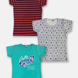 Here&Now x Game Begins Girls Set of 3 Pure Cotton Printed T-shirts-20