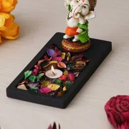 eCraftIndia Multicolor Polyresin Baal Ganesha Dancing Showpiece with Fragnanced Petals and Tealight-image-72