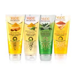VLCC Haldi & Chandan, Haldi & Tulsi, Double Neem, Chandan & Kesar Face Wash - Pack of 4-46