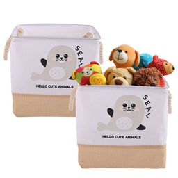 Kuber Industries Beige & White 2 Pieces Printed Foldable Storage Box-17