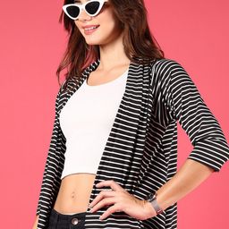 LIMEROAD Women Striped Longline Shrug-41