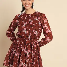 CORSICA Women Floral Printed Fit & Flare Mini Dress-image-100