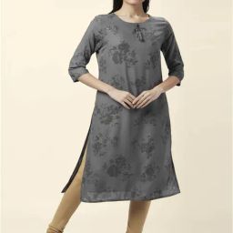 Rangmanch by Pantaloons Grey Printed Straight Kurta-picture-8