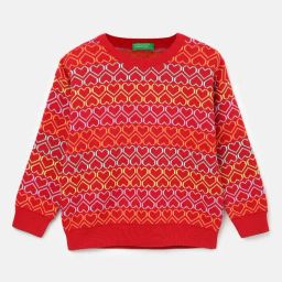 United Colors of Benetton Kids Girl's Regular Fit Crew Neck Knitted Sweater-image-69