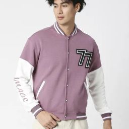 Blamblack Lavender Regular Fit Printed Jacket-image-5