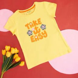 Pantaloons Junior Yellow Cotton Printed T-Shirt-image-81