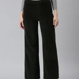 showoffff SHOWOFF Olive Cotton Straight Fit Mid Rise Trousers-picture-30