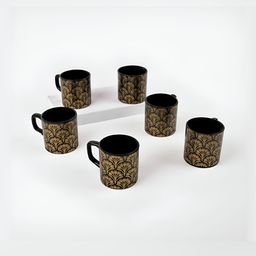 Storepedia Black & Gold-Toned 6 Piece Textured Ceramic Matte Cups Set of Cups and Mugs-1