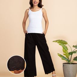 Bella Mama Cotton Woven Schiffli Solid Palazzo - Black-picture-28