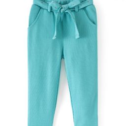 Babyoye Eco Conscious 100% Cotton Full Length Solid Lounge Pant With Belt- Blue-image-64