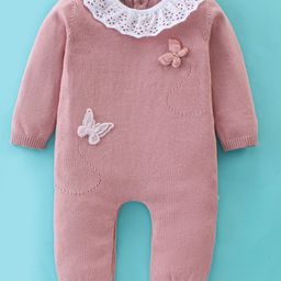 ToffyHouse Full Sleeves Romper With Butterfly Applique - Pink-image-36