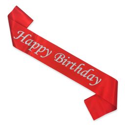 Wobbox Happy Birthday Sash Birthday Girl Sash Birthday Decoration Items Red -Pack Of 1-image-78