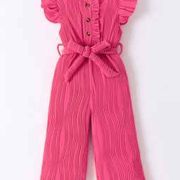 Kookie Kids Textured Fabric Sleeveless Solid Color Jumpsuit  - Fuschia-image-21