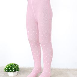 Pine Kids Cotton Knit Anti Microbial Footed Tights Polka Dots - Light Pink-image-10